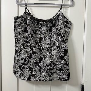 Ann Taylor‎ Loft Women’s Tank Top Beaded Size 12 Brown Flower Tropical